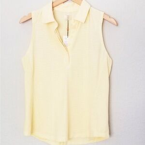 Sleeveless Polo Tank Top in Pale Yellow